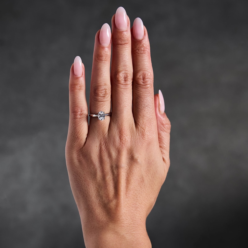 Main Image 2 of 1 CT. T.W. Oval Certified Lab-Grown Diamond Solitaire Engagement Ring in Platinum (F/VS2)