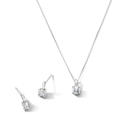 1 CT. T.W. Lab-Grown Diamond Solitaire Pendant and Drop Stud Earrings Set in Sterling Silver (I/SI2)