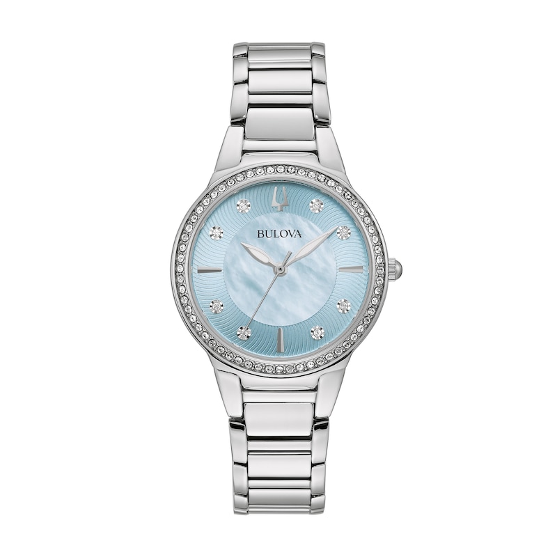 Main Image 1 of Ladies' Bulova Watch with Blue Mother-of-Pearl Dial and Crystal Bezel (Model: 96L288)
