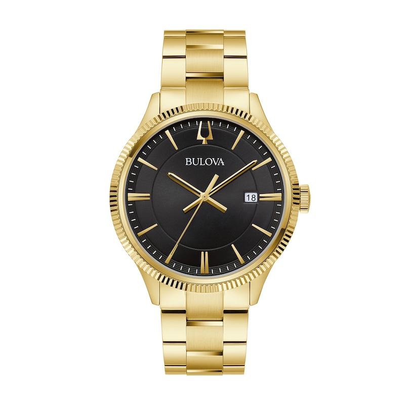 Main Image 1 of Men’s Bulova Classic Gold-Tone IP Watch with Black Dial (Model: 97B228)