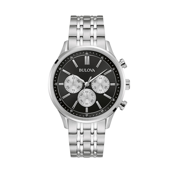 Men's Bulova Classic Chronograph Watch with Black Dial (Model: 96A295)
