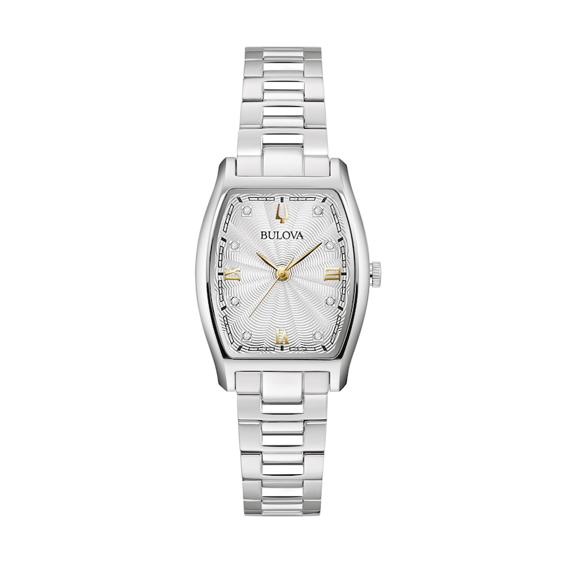 Main Image 1 of Ladies' Bulova Tank Watch with Diamond Accents and Silver-Tone Dial (Model: 96P232)