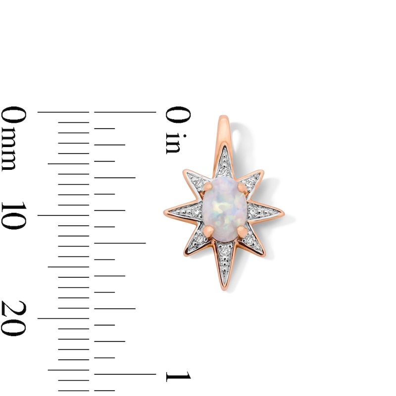 Main Image 2 of Oval Lab-Created Opal and Diamond Accent Starburst Pendant in Sterling Silver with 14K Rose Gold Plate