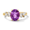 Thumbnail Image 1 of Oval Amethyst and White Lab-Created Sapphire Ring in Sterling Silver with 14K Gold Plate
