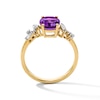 Thumbnail Image 2 of Oval Amethyst and White Lab-Created Sapphire Ring in Sterling Silver with 14K Gold Plate