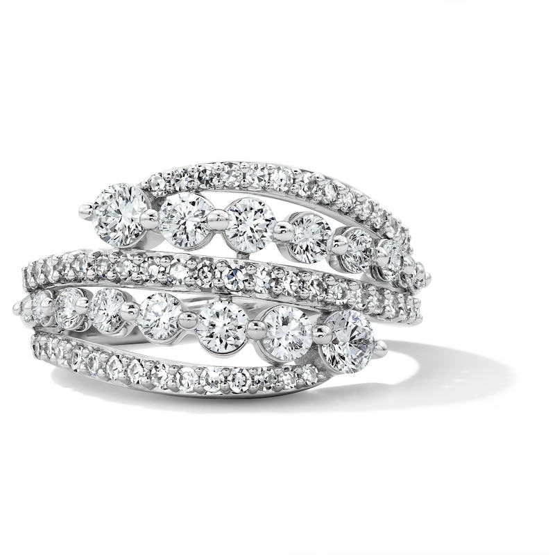 Main Image 1 of 1-1/4 CT. T.W. Certified Lab-Grown Diamond Five-Row Ring in 10K White Gold (F/VS2)
