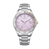 Thumbnail Image 1 of Ladies' Citizen Eco-Drive® Weekender Watch with Pink Dial and White Crystal Accents (Model: FE6170-88X)