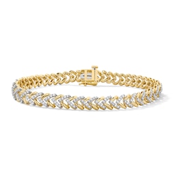 1-1/2 CT. T.W. Lab-Grown Diamond Wishbone Link Bracelet in 10K Gold (F/VS2) - 7.5"