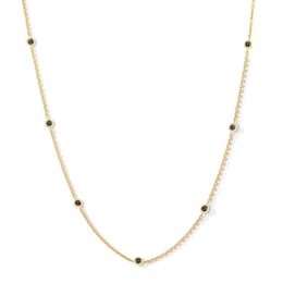 1/3 CT. T.W. Bezel-Set Black and White Diamond Station Necklace in Sterling Silver with 14K Gold Plate