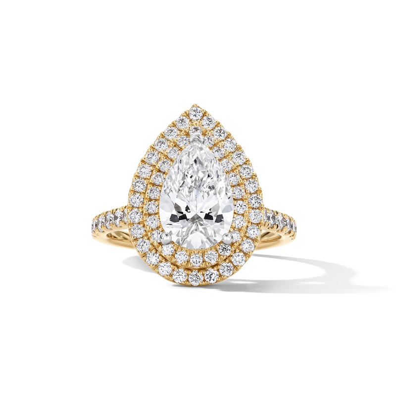 Main Image 1 of 3 CT. T.W. Pear-Shaped Certified Lab-Grown Diamond Double Frame Engagement Ring in 14K Gold (F/VS2)