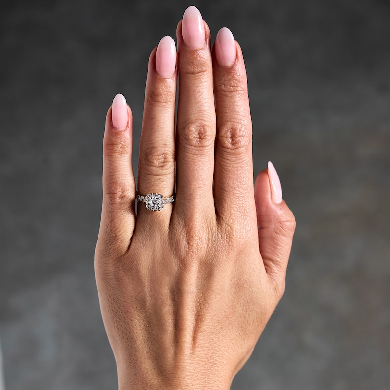 Main Image 2 of 1 CT. T.W. Certified Lab-Grown Diamond Frame Engagement Ring in 14K Gold (F/VS2)