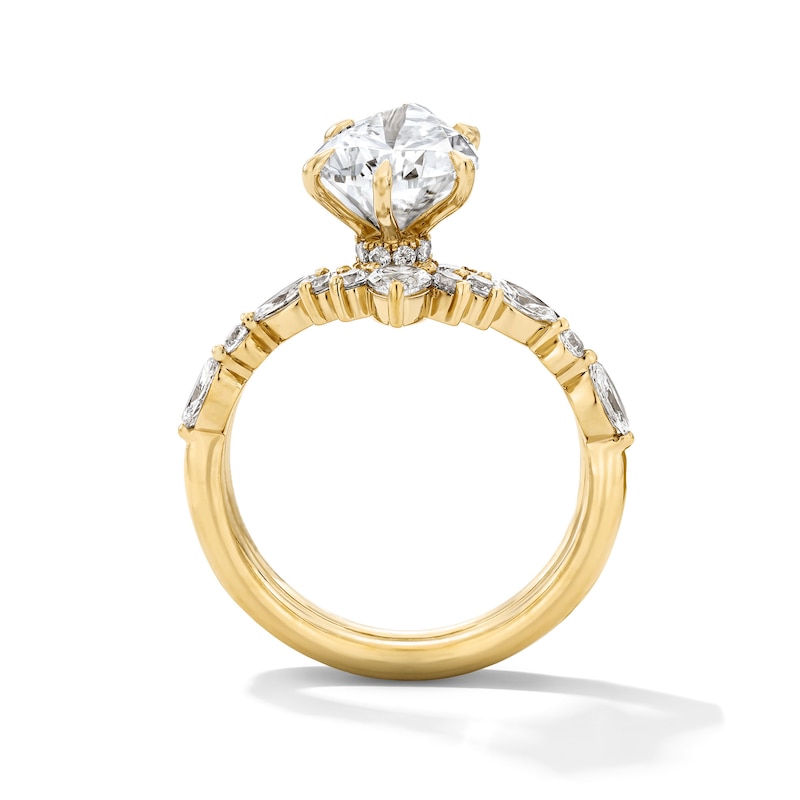 Main Image 3 of 4 CT. T.W. Pear-Shaped Certified Lab-Grown Diamond Bridal Set in 14K Gold (F/VS2)