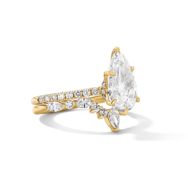 Main Image 4 of 4 CT. T.W. Pear-Shaped Certified Lab-Grown Diamond Bridal Set in 14K Gold (F/VS2)