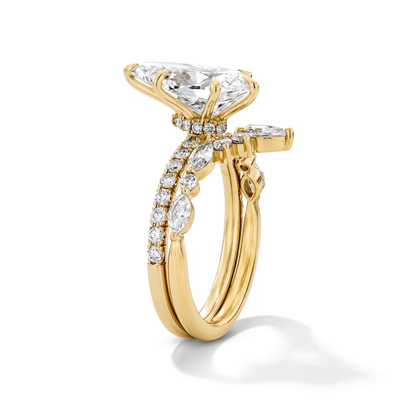 Main Image 5 of 4 CT. T.W. Pear-Shaped Certified Lab-Grown Diamond Bridal Set in 14K Gold (F/VS2)