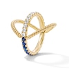 Thumbnail Image 4 of Blue and White Lab-Created Sapphire Reversible Ring in Sterling Silver with 14K Gold Plate