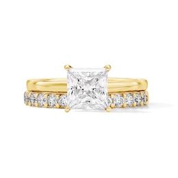 2 CT. T.W. Princess-Cut Certified Lab-Grown Diamond Solitaire Bridal Set in 14K Gold (F/VS2)