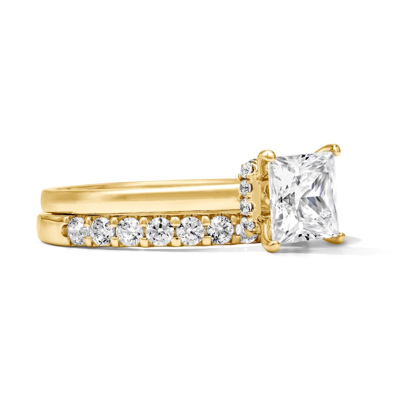 Main Image 3 of 2 CT. T.W. Princess-Cut Certified Lab-Grown Diamond Solitaire Bridal Set in 14K Gold (F/VS2)