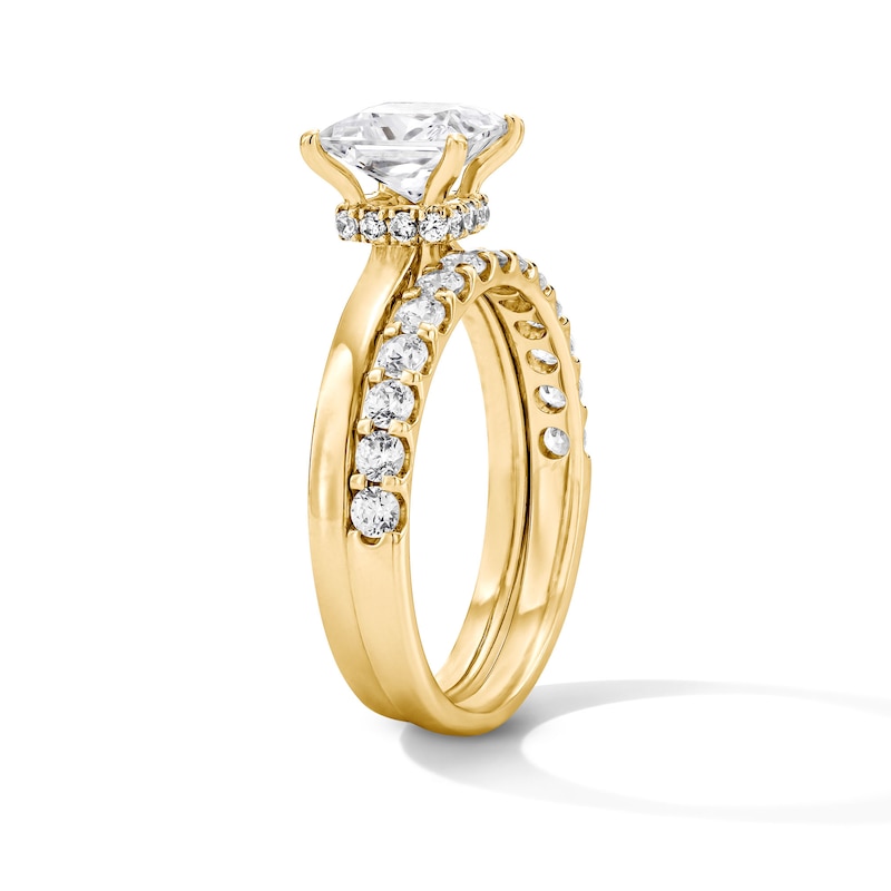 Main Image 4 of 2 CT. T.W. Princess-Cut Certified Lab-Grown Diamond Solitaire Bridal Set in 14K Gold (F/VS2)