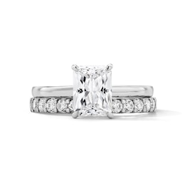 2 CT.T.W. Radiant-Cut Certified Lab-Grown Diamond Solitaire Bridal Set in 14K White Gold (F/VS2)