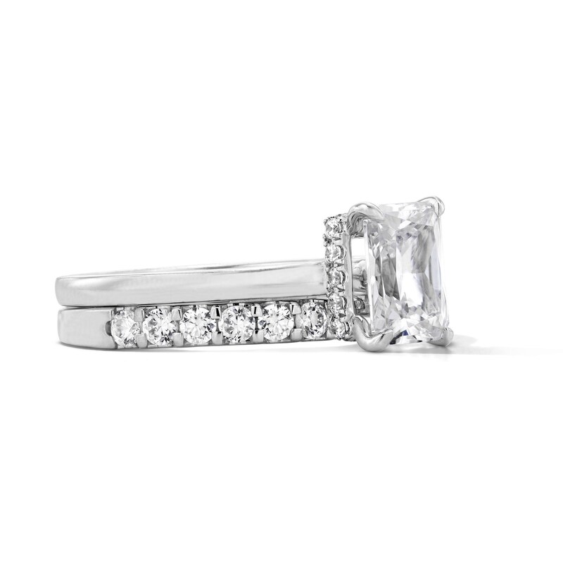Main Image 3 of 2 CT.T.W. Radiant-Cut Certified Lab-Grown Diamond Solitaire Bridal Set in 14K White Gold (F/VS2)