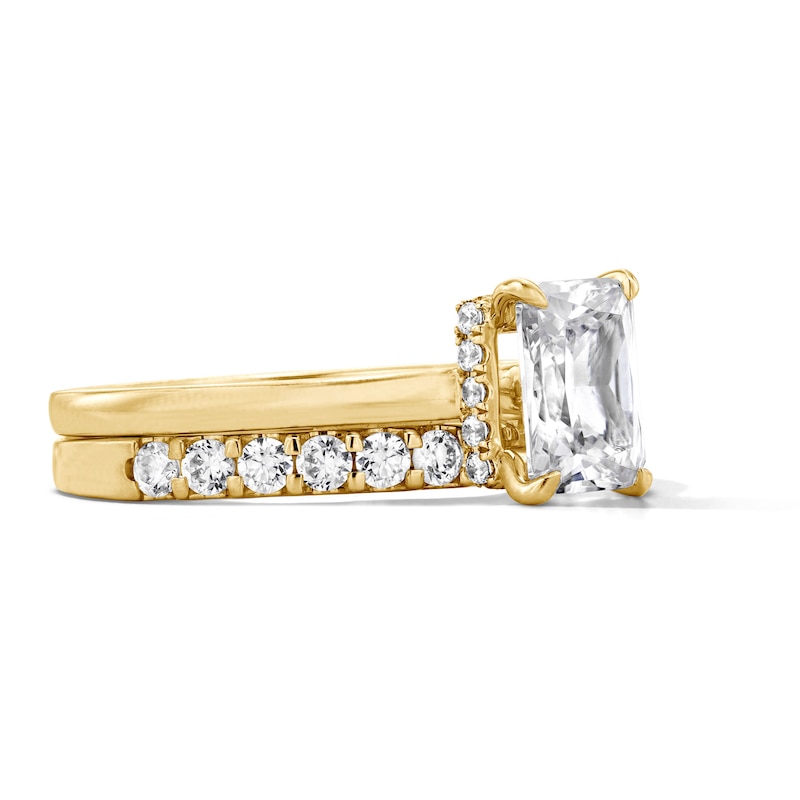Main Image 3 of 2 CT.T.W. Radiant Certified Lab-Grown Diamond Solitaire Bridal Set in 14K Gold (F/VS2)
