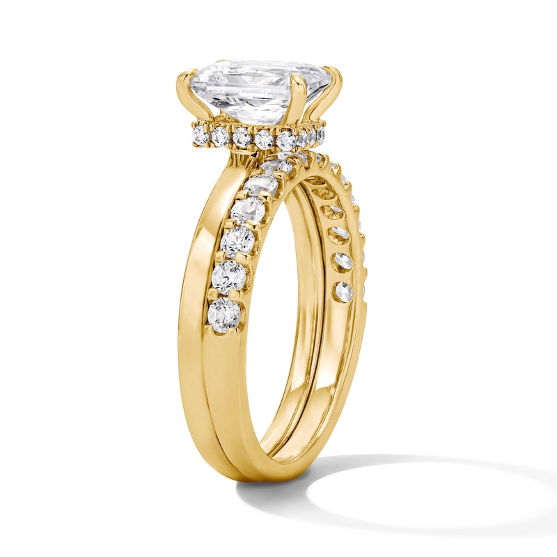 Main Image 4 of 2 CT.T.W. Radiant Certified Lab-Grown Diamond Solitaire Bridal Set in 14K Gold (F/VS2)