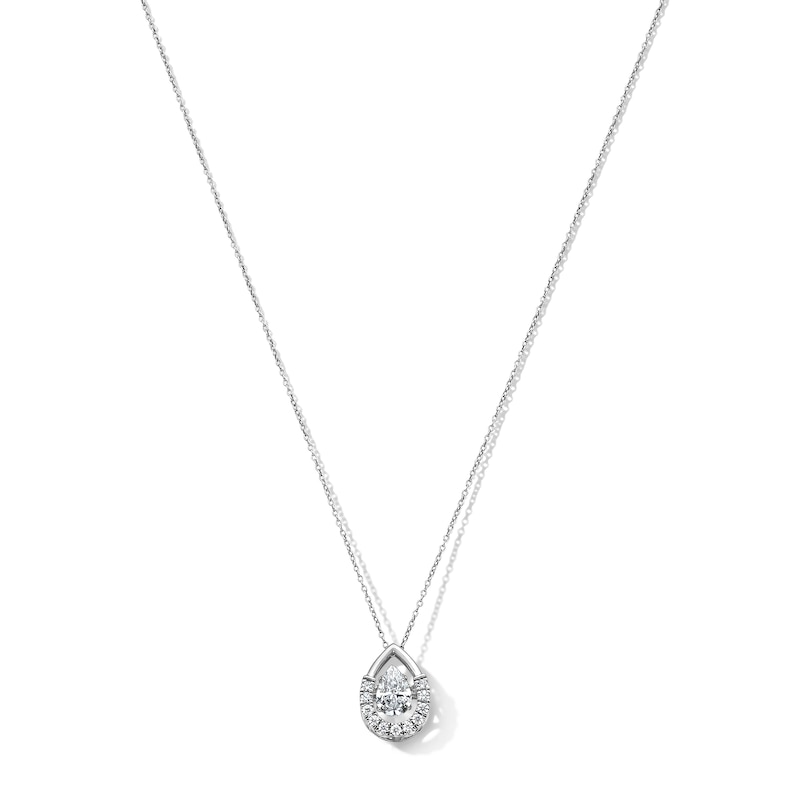 Main Image 1 of 5/8 CT. T.W. Pear-Shaped Lab-Grown Diamond Frame Necklace in 10K White Gold (F/SI2)