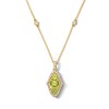 Thumbnail Image 1 of Oval Peridot and White Lab-Created Sapphire Arabesque Frame Pendant in Sterling Silver with 14K Gold Plate