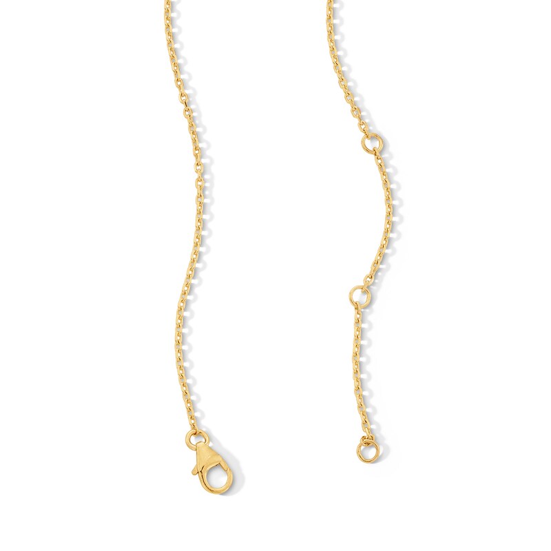 Main Image 3 of Oval Peridot and White Lab-Created Sapphire Arabesque Frame Pendant in Sterling Silver with 14K Gold Plate