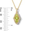 Thumbnail Image 4 of Oval Peridot and White Lab-Created Sapphire Arabesque Frame Pendant in Sterling Silver with 14K Gold Plate