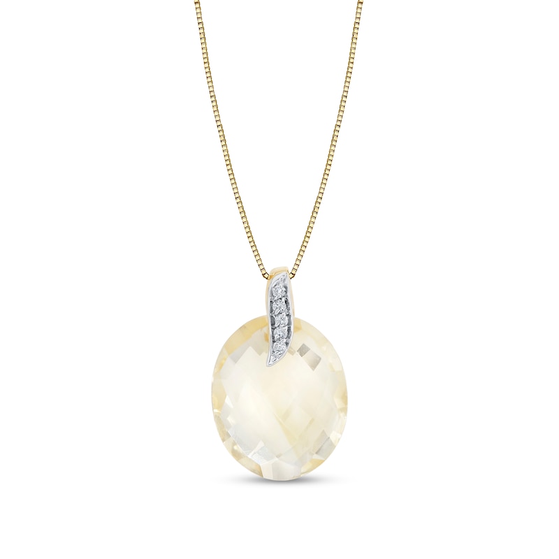 Main Image 1 of Oval Citrine and 1/20 CT. T.W. Diamond Pendant in 14K Gold