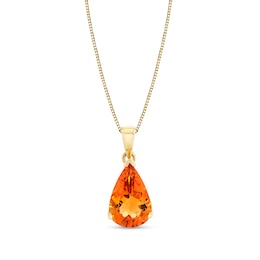 Pear-Shaped Citrine Pendant in 14K Gold