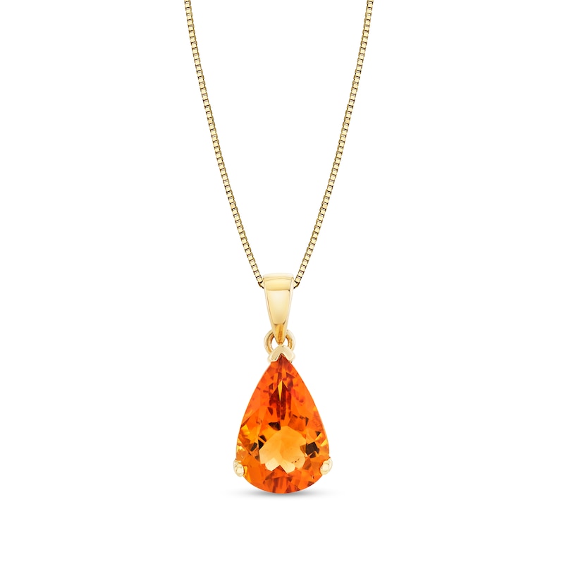 Main Image 1 of Pear-Shaped Citrine Pendant in 14K Gold
