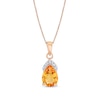 Thumbnail Image 1 of Pear-Shaped Citrine and 1/20 CT. T.W. Diamond Pendant in 14K Rose Gold