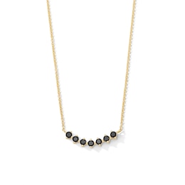 1/2 CT. T.W. Black Diamond Curved Bar Necklace in Sterling Silver with 14K Gold Plate - 16.5"