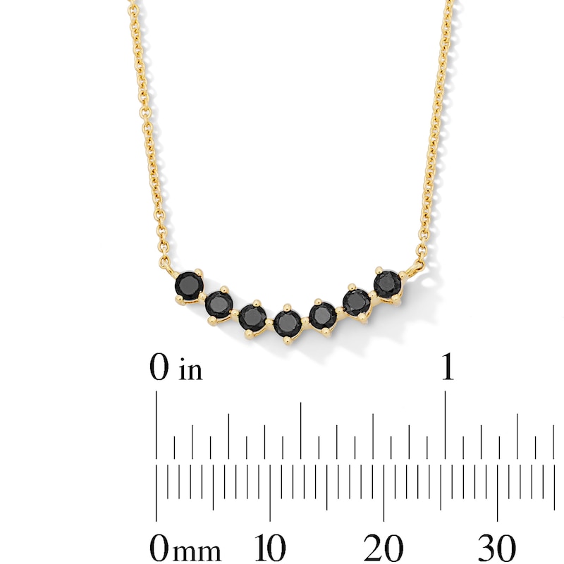 Main Image 3 of 1/2 CT. T.W. Black Diamond Curved Bar Necklace in Sterling Silver with 14K Gold Plate - 16.5"