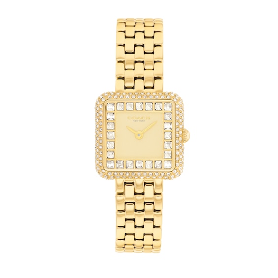 Ladies' Coach Cass Crystal Accent Gold-Tone IP Analog Watch with Gold-Tone Dial (Model: 14504559)