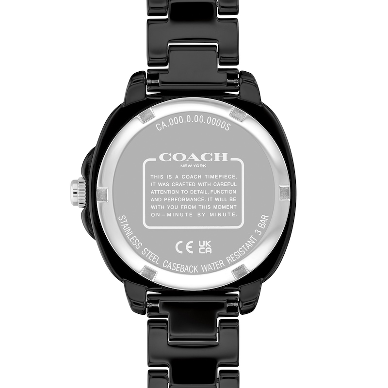 Main Image 3 of Ladies' Coach Kitt Black Ceramic Analog Watch with Black Dial and Crystal Bezel (Model: 14504564)