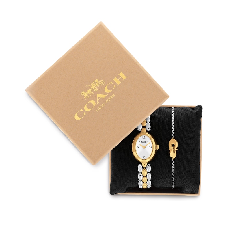 Main Image 5 of Ladies' Coach Sammy Two-Tone Analog Watch with Silver-Tone Oval Dial and Bracelet Set (Model: 14000128)