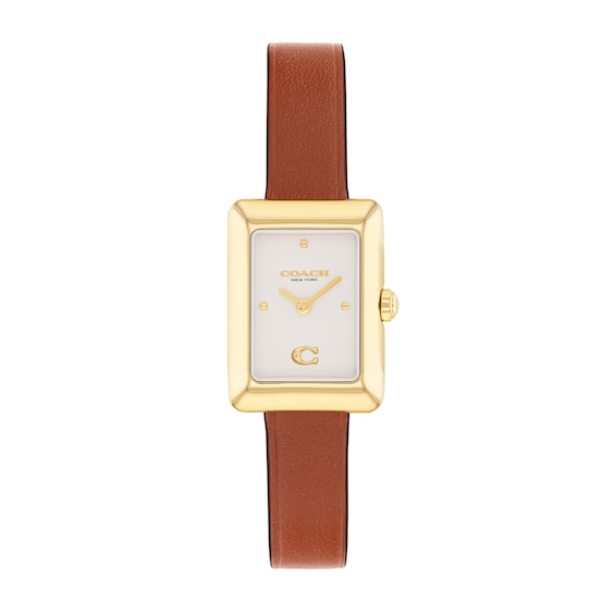 Ladies' Coach Mara Gold-Tone IP Analog Watch with Dial and Leather Strap (Model