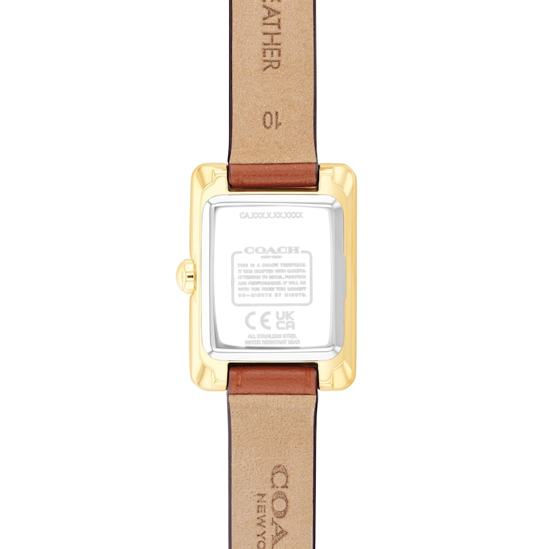 Main Image 3 of Ladies' Coach Mara Gold-Tone IP Analog Watch with Ivory Dial and Brown Leather Strap (Model: 14504584)