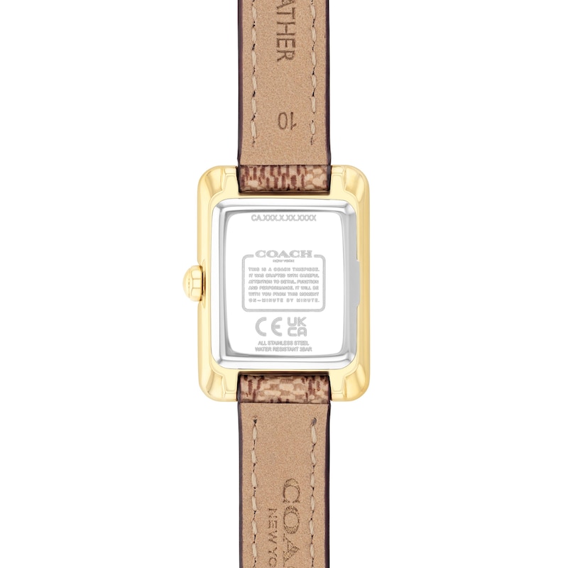Main Image 3 of Ladies' Coach Mara Gold-Tone IP Analog Watch with Ivory Dial and Brown Leather Strap (Model: 14504617)