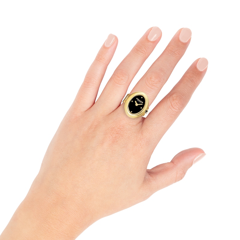 Main Image 3 of Ladies' Coach Sammy Gold-Tone IP Analog Ring Watch with Black Oval Dial (Model: 14504623)