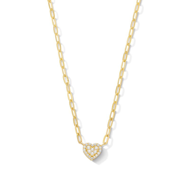 Main Image 1 of 1/10 CT. T.W. Multi-Diamond Heart Necklace in Sterling Silver with 14K Gold Plate