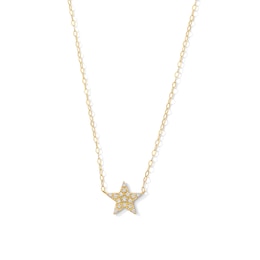 1/20 CT. T.W. Diamond Star Necklace in 10K Gold - 16.0"