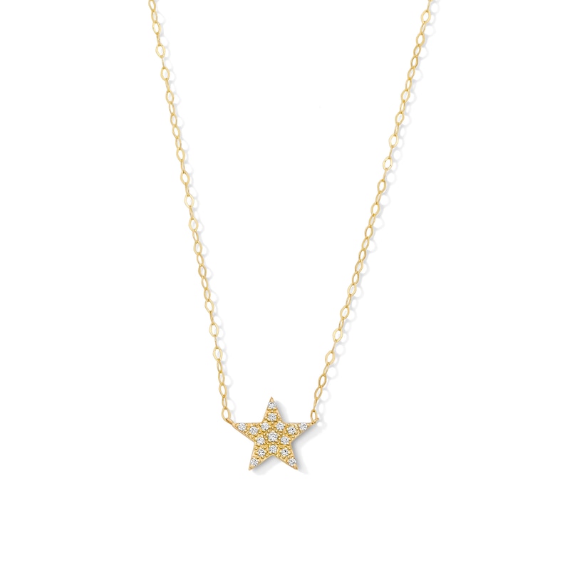 Main Image 1 of 1/20 CT. T.W. Diamond Star Necklace in 10K Gold - 16.0"