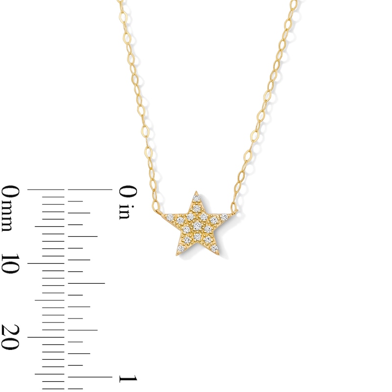 Main Image 2 of 1/20 CT. T.W. Diamond Star Necklace in 10K Gold - 16.0"