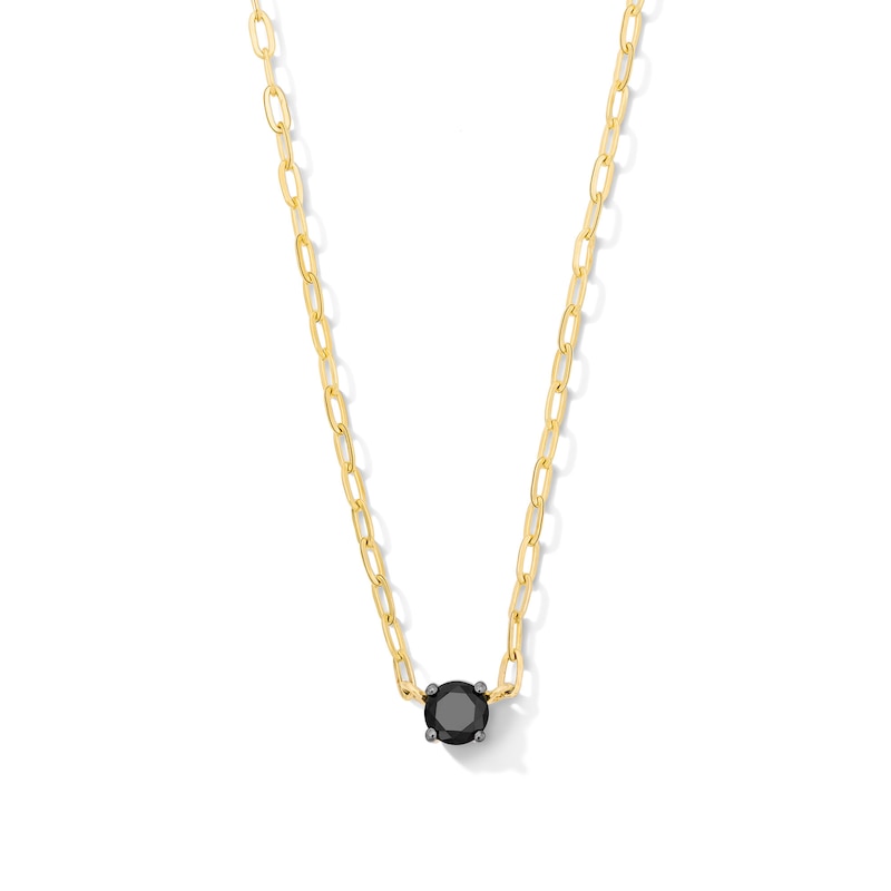 Main Image 1 of 1/2 CT. T.W. Black Diamond Solitaire Necklace in Sterling Silver with 14K Gold Plate