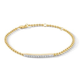 1/4 CT. T.W. Lab-Grown Diamond Bar and Bead Bracelet in Sterling Silver with 14K Gold Plate (F/VS2) - 7.25"
