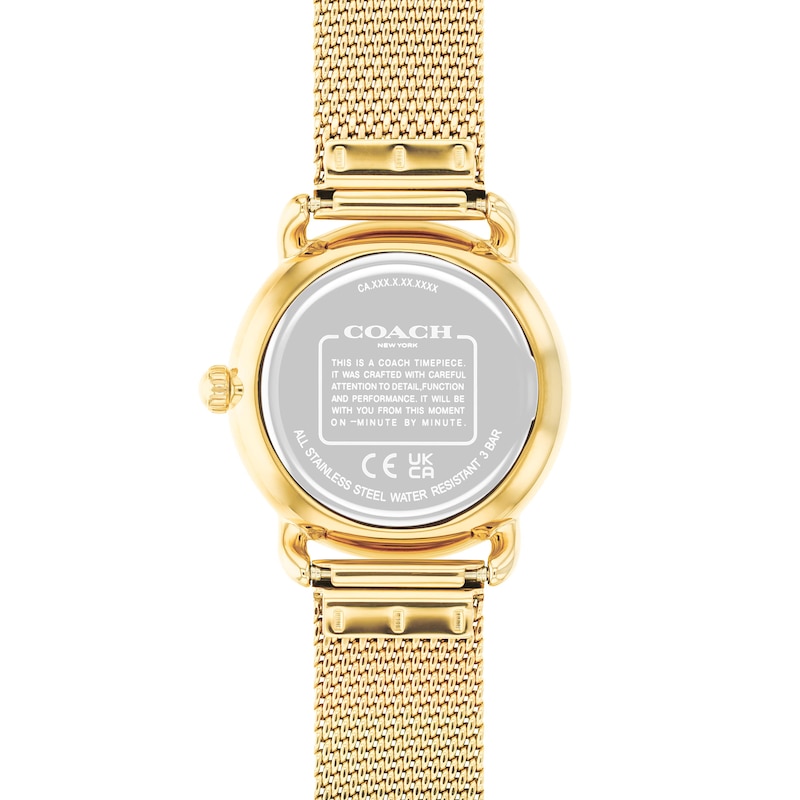 Main Image 3 of Ladies' Coach Gold-Tone IP Analog Watch with Silver-Tone Dial and Mesh Band (Model: 14504223)